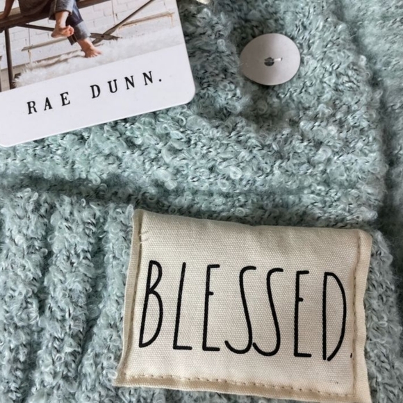 New Rae Dunn Blessed Hat and Scarf Set In Box Blue Turquoise main image 4